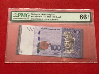 183bid Malaysia 100 Ringgit Rm100 Bz6662241 Mbi Sign (2018) Pmg 66 Epq
