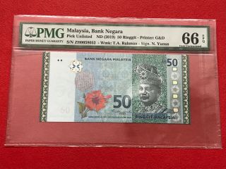 183bid Malaysia 50 Ringgit Rm50 Zh0058052 Sign (2019) P - Pmg 66 Epq