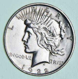 Early - 1922 - D - Peace Silver Dollar - 90 Us Coin 642