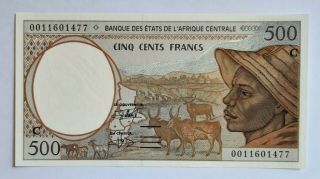 Central African States/ Letter C Congo - 500 Frs - 2000 - S/n 0011601477 - P.  101cg,  Unc