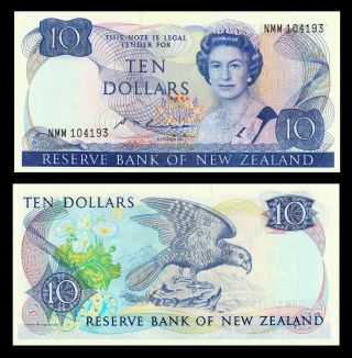 Zealand 10 Dollars 1985 P - 172b Queen Elizabeth Qe Ii Unc Uncirculated