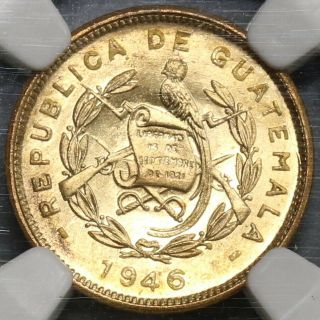 1946 Ngc Ms 65 Guatemala 1/2 Centavo Coin Pop 4/0 (19063002c)