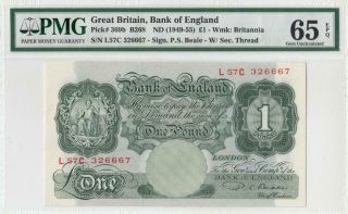 1949 - 55 Bank Of England 1 Pound Sig.  Beale ( (pmg 65 Epq))