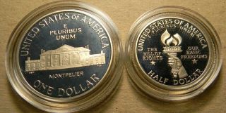 1993 Bill of Rights Commemorative Silver 2 Coin Proof Set 2