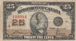 Dominion Of Canada 25 Cents Banknote,  1923,  199084