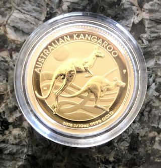 2018 1/10 Oz.  Australian Kangaroo Gold Coin Bu Australia Perth.  9999