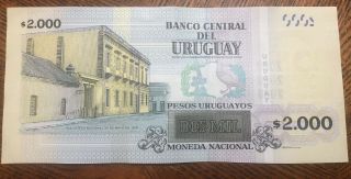 Uruguay 2015 2000 Pesos Bank Note Au P95