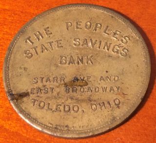 Toledo Ohio Trade Token Peoples Savings Bank 50c On Account