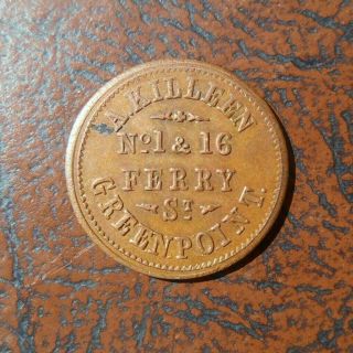 1863 Civil War Store Card Token.  A.  Killeen General Store Green Point N.  Y.  R - 3