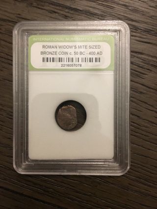 Roman Widows Mite Sized Bronze Coin Slabbed Vintage Antique Old