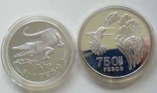 Colombia 500,  750 Pesos 1978 Silver Silver Plata,  Capsule Proof