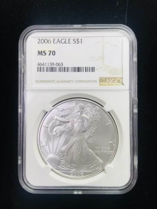 2006 Ngc Ms70 $1 1oz Silver American Eagle State Dollar S$1 Brown Label