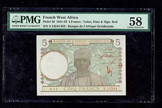 French West Africa | 1941 - 43 | 5 Francs | Pick 26 | Unc