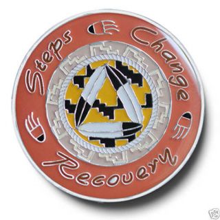 " Steps/change/recovery " Native American Theme Aa Program Enamel Coin/medallion