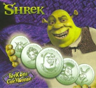 2001 Shrek Movie Rcm Roya Canadian Coin Medallion Set Fiona Donkey