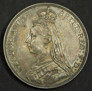 1889,  Great Britain,  Queen Victoria.  Large Silver " Jubilee Bust " Crown.  Xf