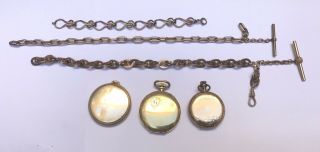Vintage Gold Filled Pocket Watch Cases T - Bar Fob Chains - Dueber - Scrap Or Not