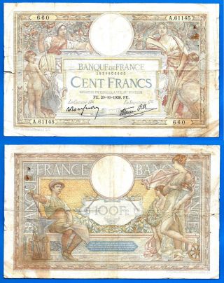 France 100 Francs 1938 20 October Serie A Merson Europe Frc Frcs Wrld