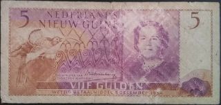 Netherlands Dutch Guinea 5 Gulden 1954 P 13 Queen Indonesia Indies Scarce