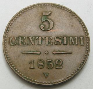 Lombardy / Venetia 5 Centesimi 1852 V - Copper - Franz Joseph I.  - Xf - 2905