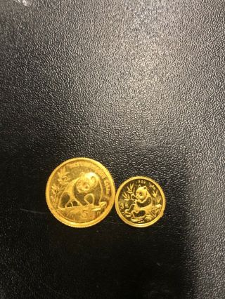 1990 1/20 Oz 5 Yuan Gold Chinese Panda Coin 2 Gold Scrap Coins