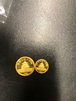 1990 1/20 oz 5 Yuan GOLD CHINESE PANDA COIN 2 gold scrap coins 2