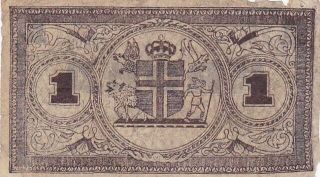 1941 Iceland 1 Krona Note,  Pick 22f 2