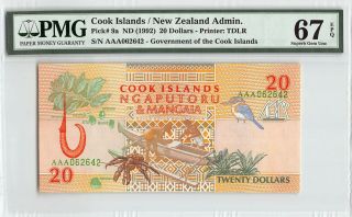 Cook Islands Nd (1992) P - 9a Pmg Suberb Gem Unc 67 Epq 20 Dollars