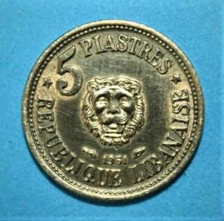 Lebanon 5 Piastres 1961 Brilliant Uncirculated Coin