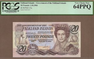 Falkland Islands: 20 Pounds Banknote,  (unc Pcgs64),  P - 15a,  01.  10.  1984,