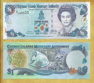 Cayman Islands 1 Dollar 2003 P - 30a Unc Commemorative Banknote Usa Seller