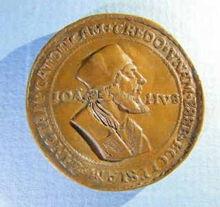 John Huss Jan Hus Bronze Medallic Taler Medal Reformer Bohemia Czech Zizka