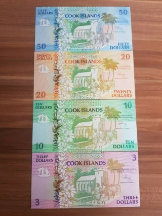 Set Cook Islands Banknote 3 10 20 50 Dollars 1992 Unc