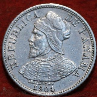 1904 Panama 5 Centesimos Silver Foreign Coin