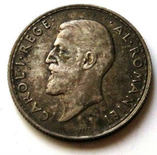 Romania 2 Lei 1912 Silver Foreign Coin,  Patina