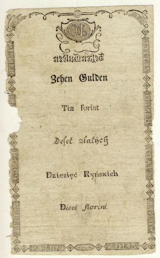 10 GULDEN BANKNOTE FROM AUSTRIAN 1806 2