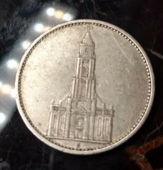 1934 G German 5 Mark Silver Coin Third Reich
