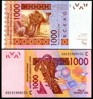 West African States Burkina Faso 1000 1,  000 Francs 2003 P 315 C Unc