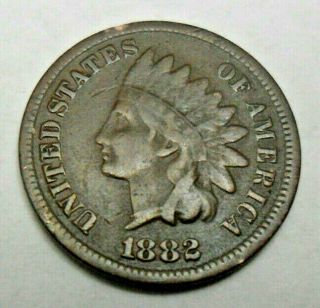 1882 P Indian Head Cent Penny F - Fine