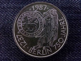 Germany 750th Anniversary Of Berlin 10 Mark.  625 Silver Coin 1987 J