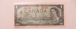 Canadian Centennial 1867 - 1967 $1 One Dollar Bill Circulated