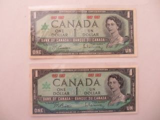 Canadian Centennial 1867 - 1967 $1 One Dollar Bill Circulated 3