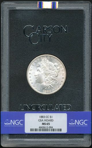 1883 - Cc Gsa Morgan Silver Dollar $1 Ngc Gsa Hoard Ms 65 W/box