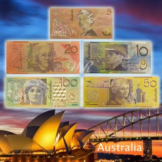 Wr Australia Banknote Set 5/10/20/50/100 Aud Color Gold Banknote Collect Gifts