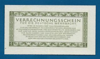 Nazi Germany Wehrmacht Clearing Note 1 Reichsmark 1944 M - 38 WW2 Era MPC 2
