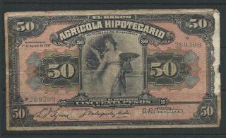 Guatemala - El Banco Agricola Hipotecario P - S104 - 1.  8.  1917 50 Pesos - Thinning