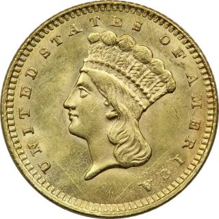 1861 Type 3 Liberty Gold Dollar $1,  Brilliant Uncirculated Bu.  Minor Scratch