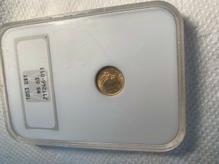 $1 Gold Coin 1853 Ngc Ms63