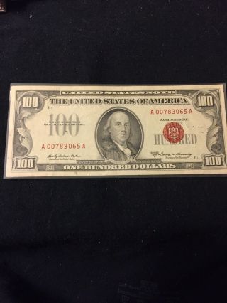 “must Have”1966a $100 Dollar Bill Red Seal Low Serial Number