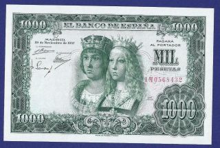 Gem Uncirculated 1000 Pesetas 1957 Banknote From Spain